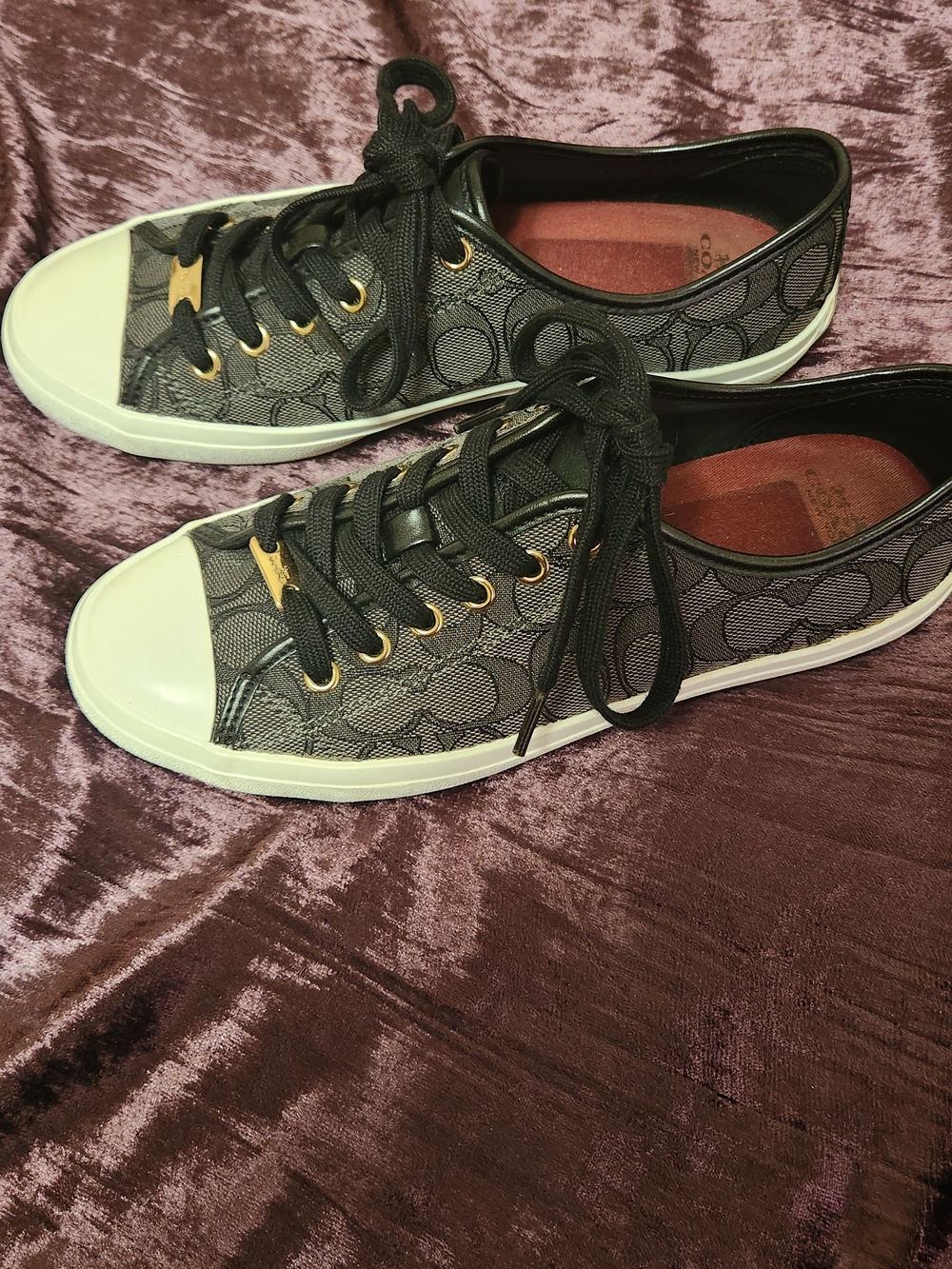 Coach Women’s Black Signature Canvas Low-Top Sneakers